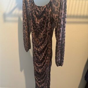 Leopard Print Long Sleeve Dress
